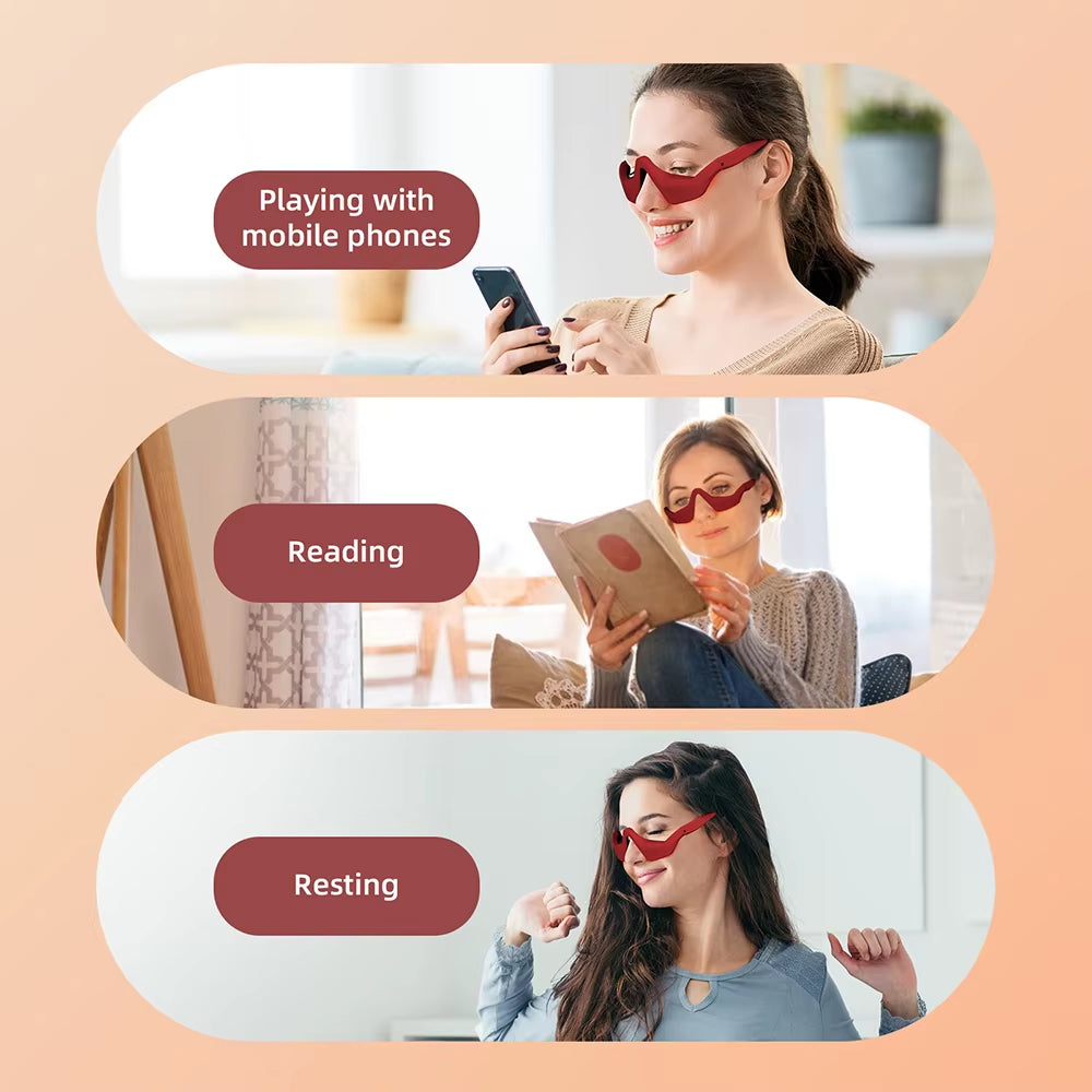 Red Eye Massager Under-Eye Glasses Massager Relieves Eye Fatigue Eyes Massage Glasses Eye Fatigue Relief Massager