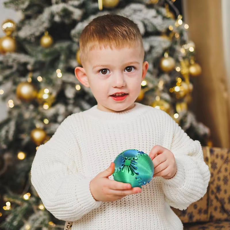 3D Printed Gear Sphere Fidget Toy, Sensory Stress Relief Ball for Kids and Adults, Adhdtoy (Forest Green, 2.6 Inches)