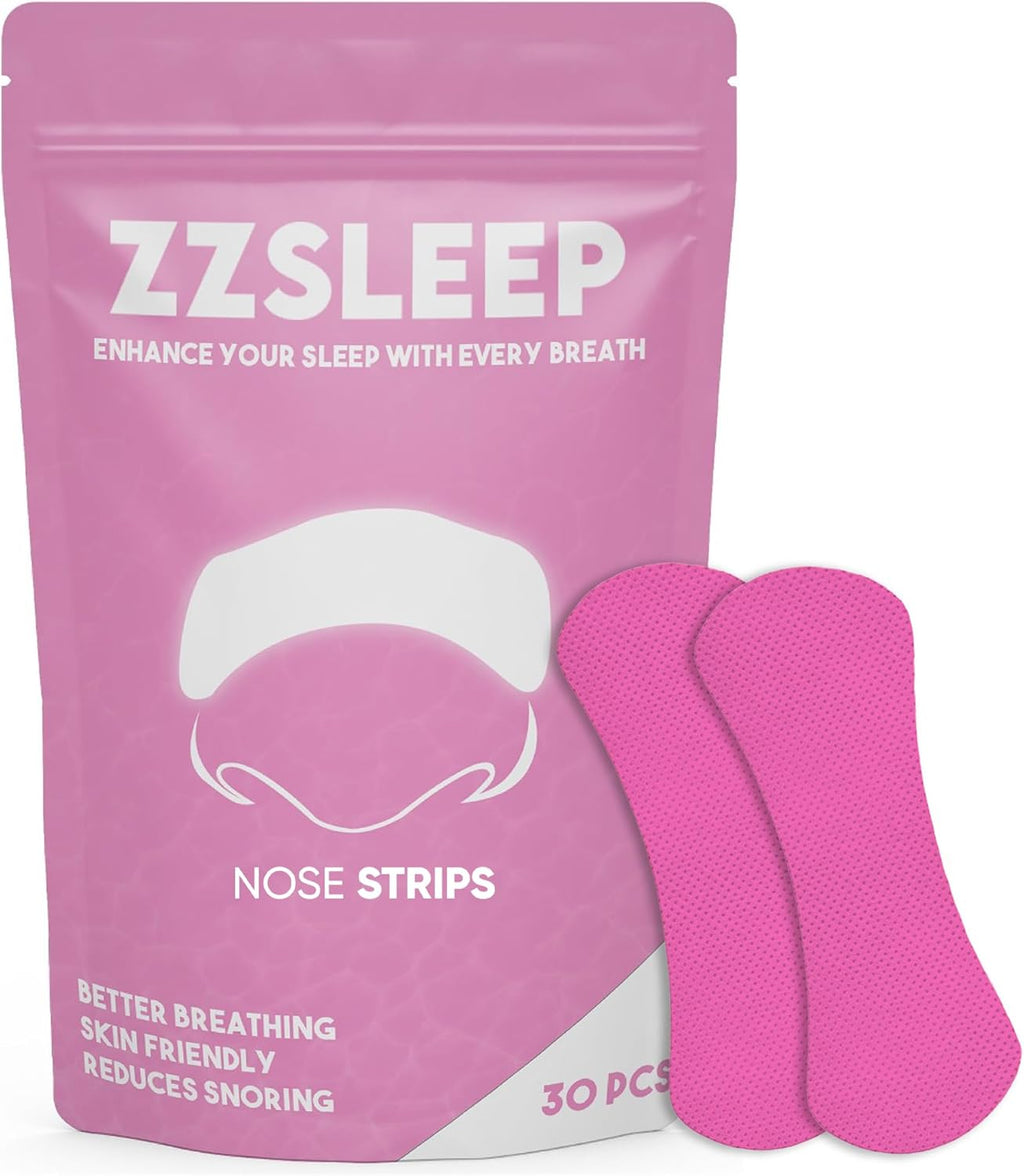 Pink Nasal Strips (30 Strips) – Extra-Strength for Better Sleep, Snoring Relief & Breathing – Ideal for Sports, Exercise & Nighttime – Skin-Friendly, Nasal Congestion Relief, Nose Tape