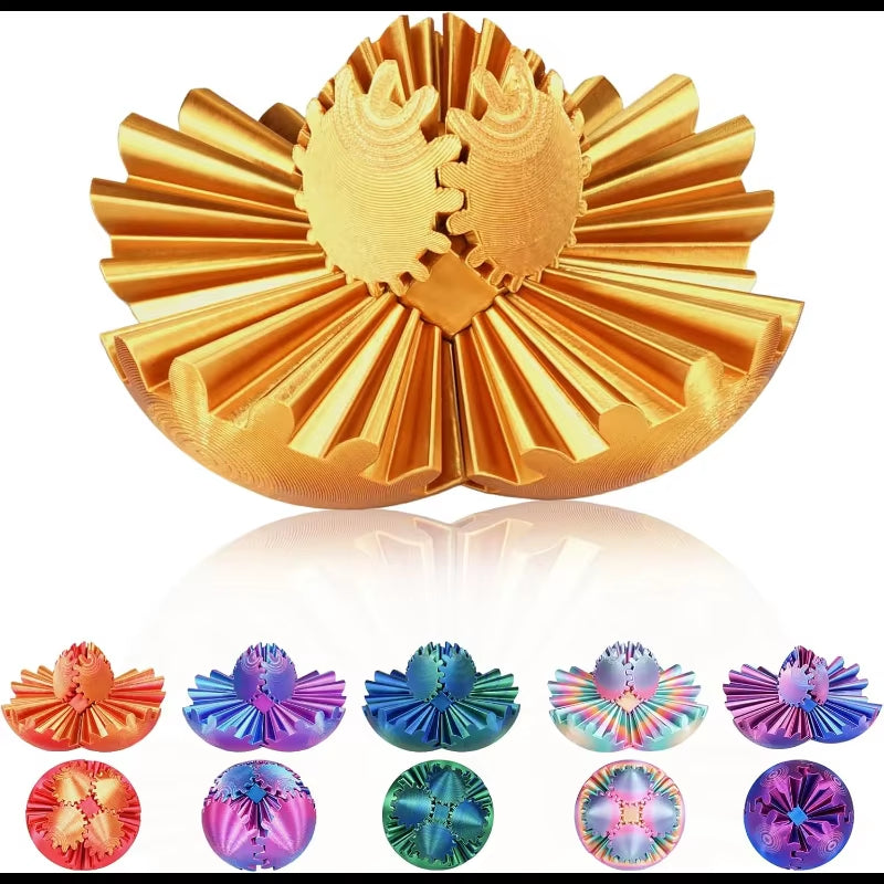 3D Printed Gear Sphere Fidget Toy, Sensory Stress Relief Ball for Kids and Adults, Adhdtoy (Forest Green, 2.6 Inches)