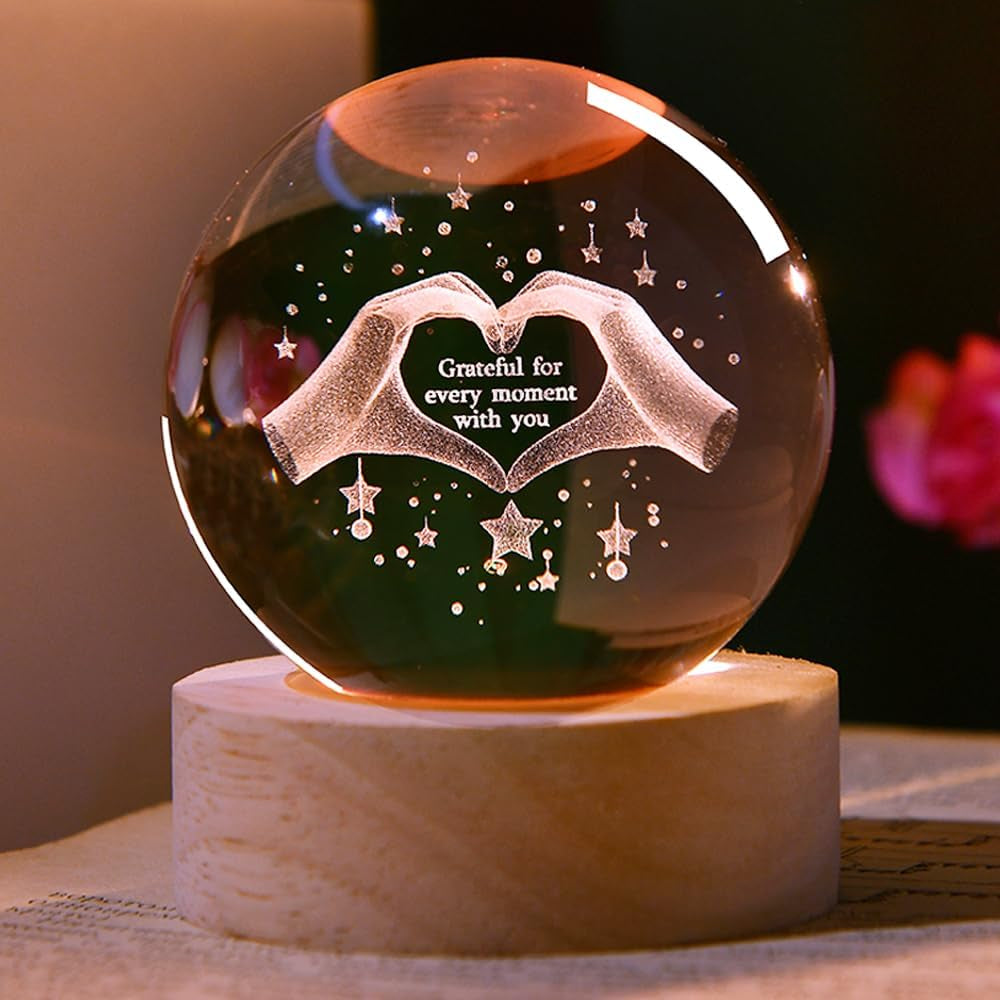 3D Couple Crystal Ball Love Gifts for Her Valentine'S Gifts for Women 60Mm Glass Romantic Gift for Wife Globe Decor Love Gifts Anniversary Christmas Birthday Gifts