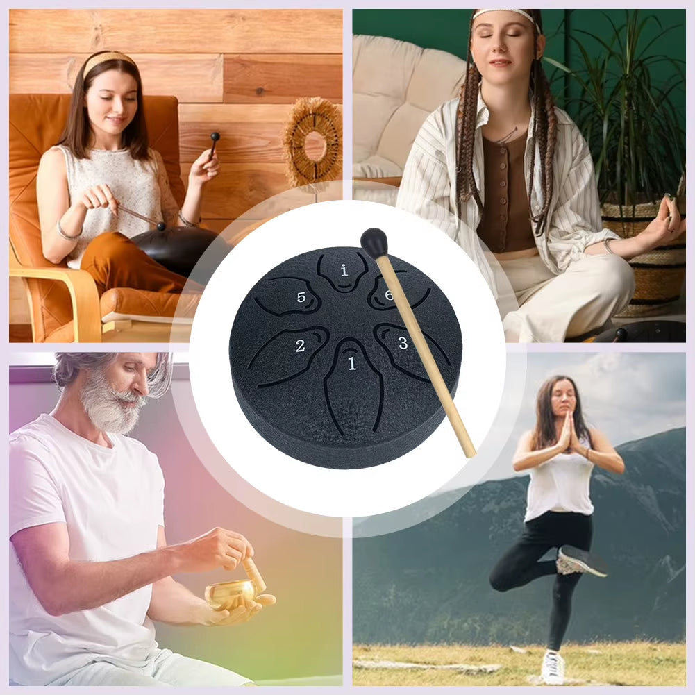 3 Inches 6 Notes Rain Drum for outside Hand Pan Drum Percussion Musical Instruments for Yoga Meditation Unique Gift