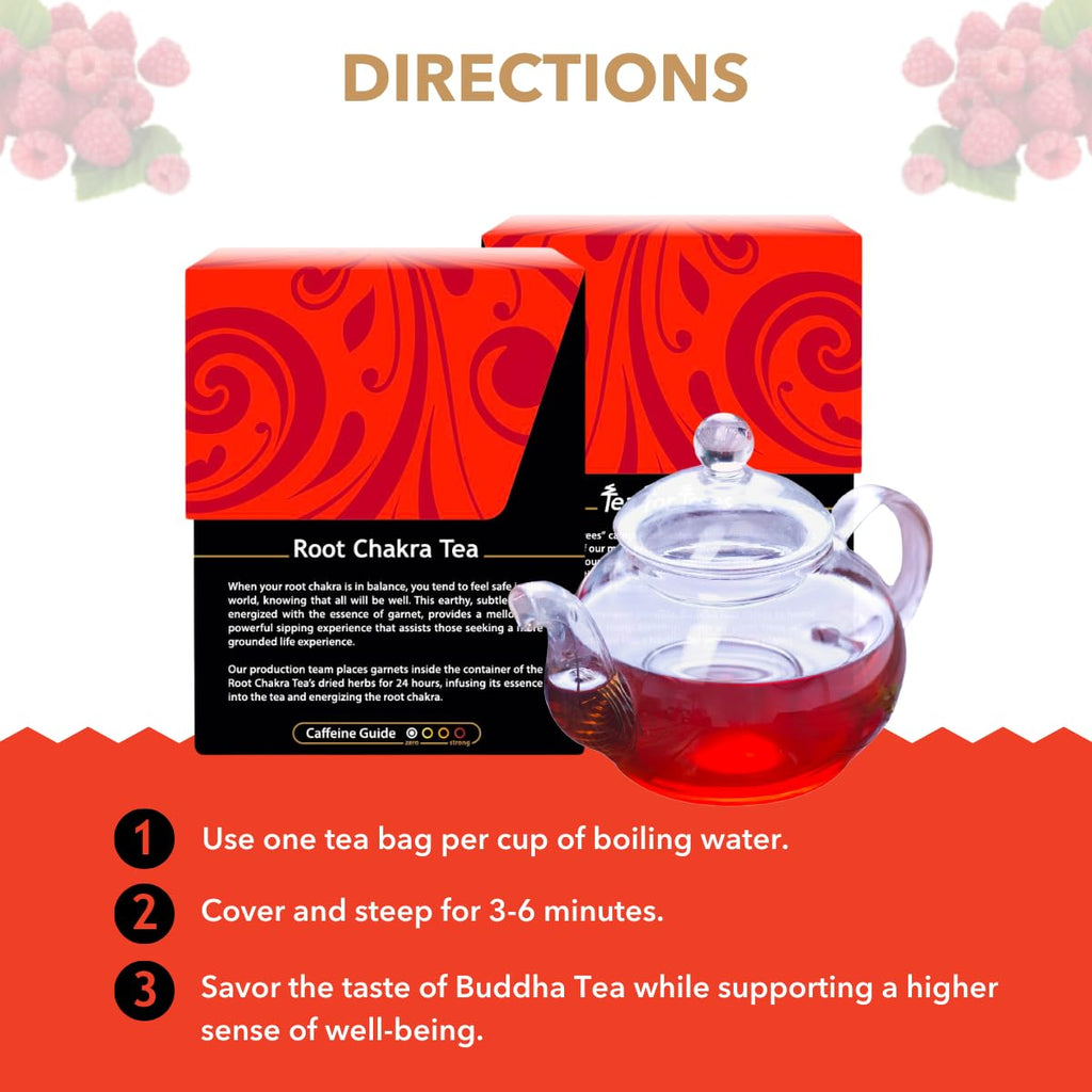 - Root Chakra Tea - Organic Herbal Tea - for Security & Stability - with Ashwagandha Root, Raspberry Leaf, Cloves & Garnet Essence - 100% Kosher & Non-Gmo - 18 Tea Bags (Pack of 1)