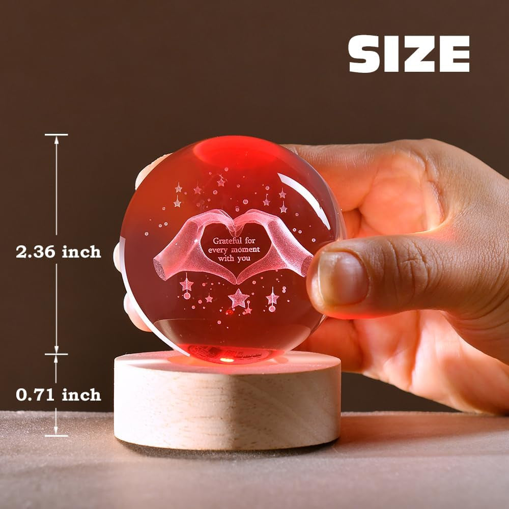 3D Couple Crystal Ball Love Gifts for Her Valentine'S Gifts for Women 60Mm Glass Romantic Gift for Wife Globe Decor Love Gifts Anniversary Christmas Birthday Gifts