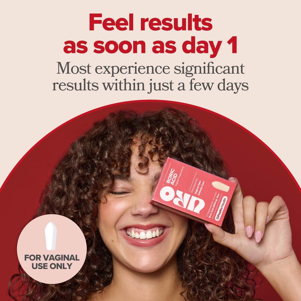 URO Boric Acid Vaginal Suppository – with Lactic Acid, and Aloe for Fast Relief and Vaginal Odor Control – Vegan, Free from Parabens, Dyes, and Fragrances – 12 Count (Pack of 1)