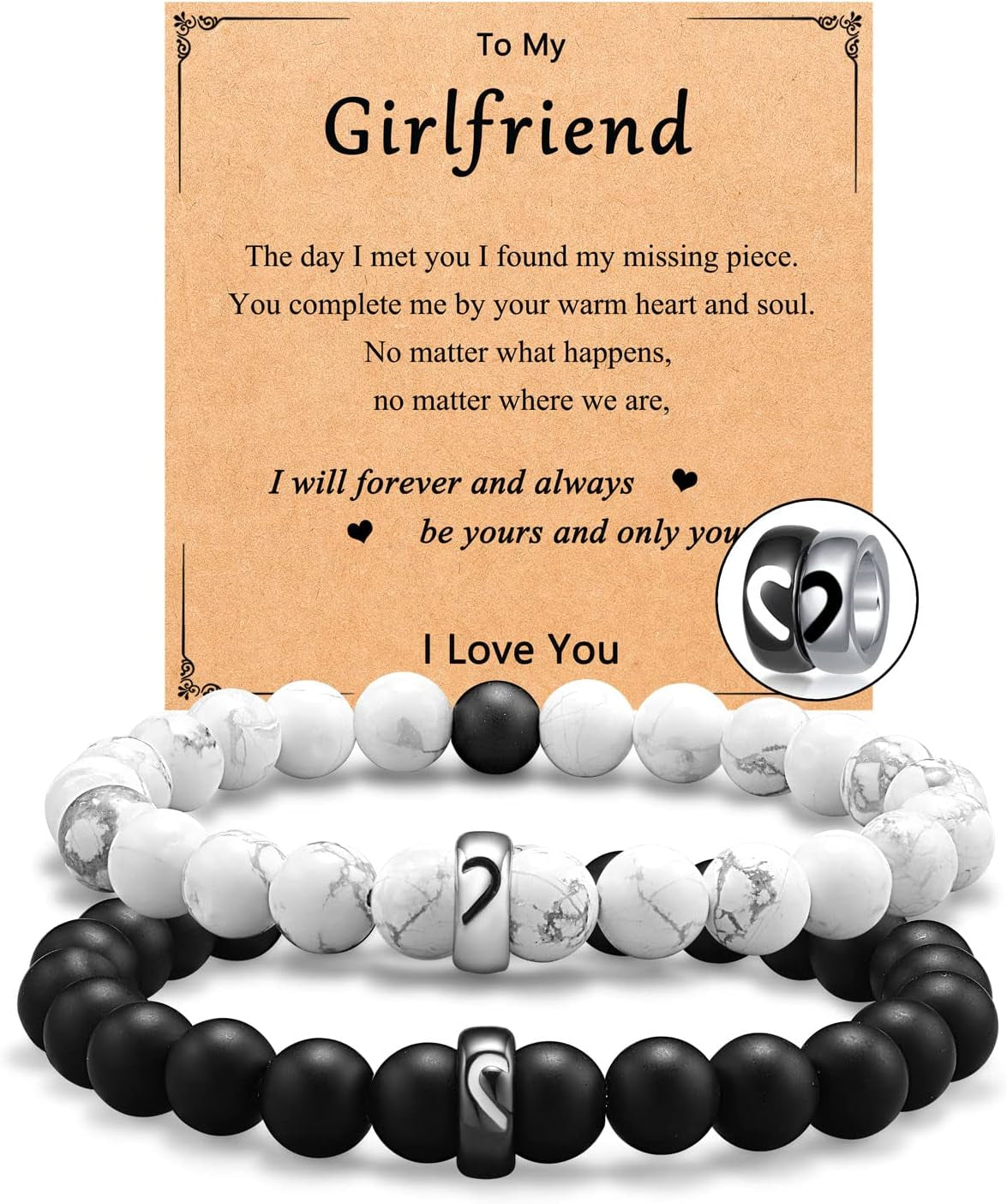 Matching Couple Ring Bracelets for Boyfriend Girlfriend Husband Wife Valentines Anniversary Birthday Engagement Gifts