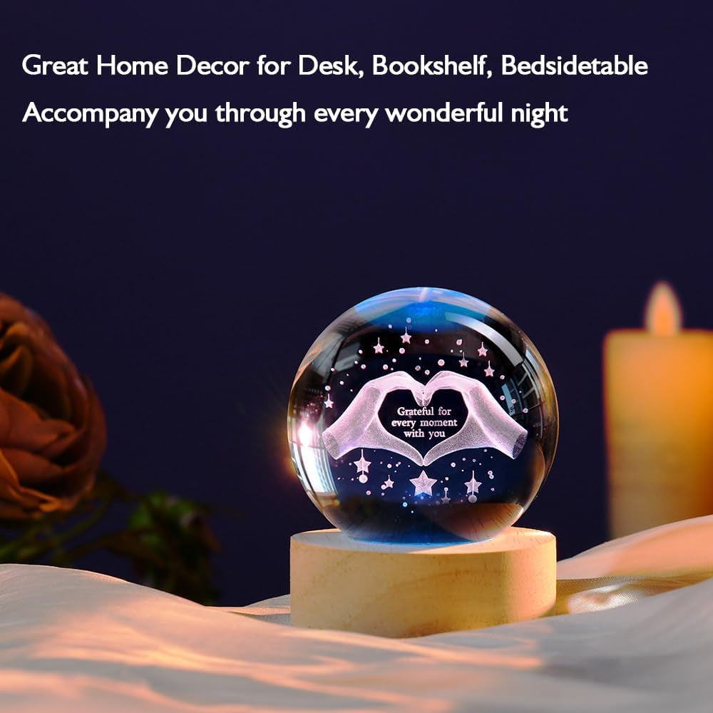 3D Couple Crystal Ball Love Gifts for Her Valentine'S Gifts for Women 60Mm Glass Romantic Gift for Wife Globe Decor Love Gifts Anniversary Christmas Birthday Gifts