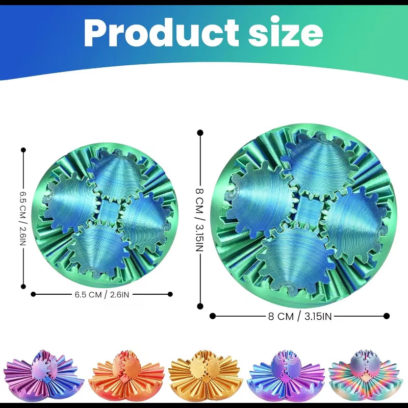 3D Printed Gear Sphere Fidget Toy, Sensory Stress Relief Ball for Kids and Adults, Adhdtoy (Forest Green, 2.6 Inches)
