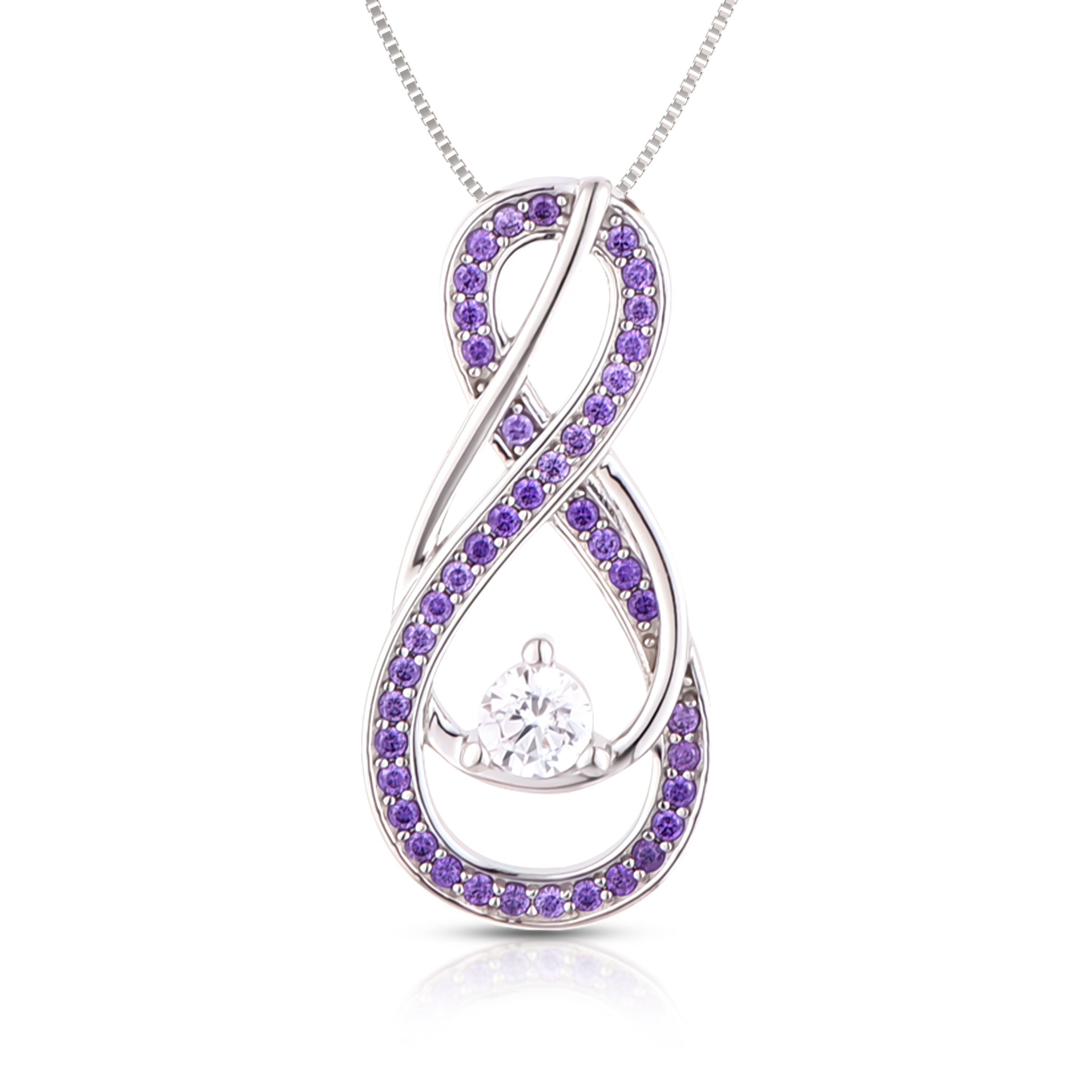 Amethyst Purple Infinity Birthstone Necklace - February Gemstone